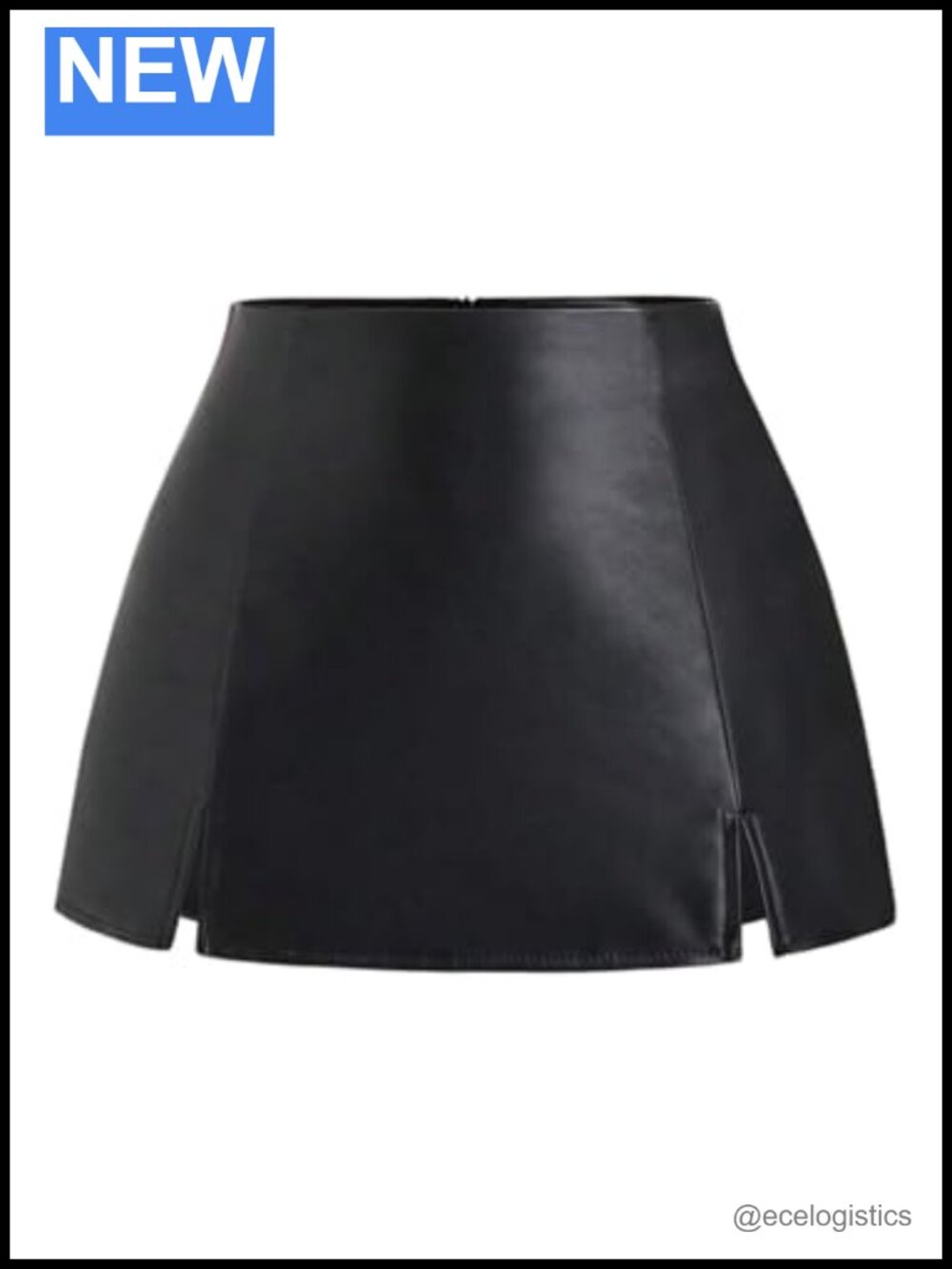 Milumia Women's Faux Leather A-Line Mini Skirt Split Hem Y2K Clubwear